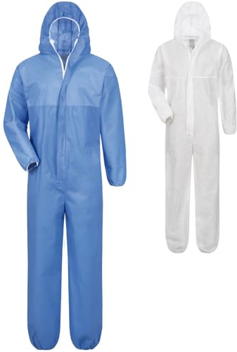 Safetytex SMS Schutzanzug PSA Kat. 3 Typ 5/6 blau weiß | Einweg Overall, partikeldicht, spritzwassergeschützt, Asbest, Sanierung, Industrie, hoher Schutzkomfort