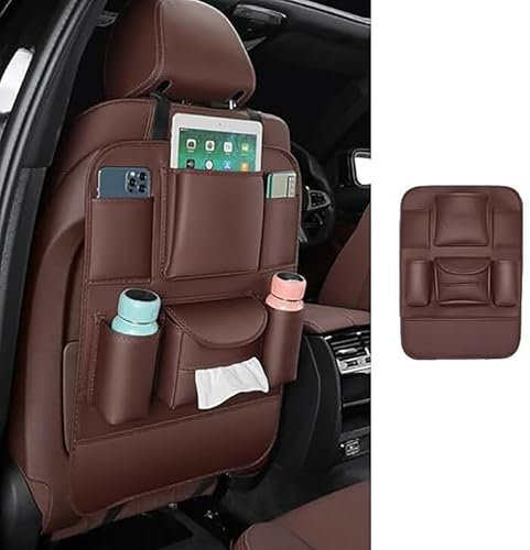 YZECEBNF Auto Rückenlehnenschutz Für Ford Edge 2009-2014, Leder Rücksitz Organizer Rückenlehnenschutz Rücksitz Autositze Anti Kick Pad Rückenlehnen Utensilientaschen Reisezubehör, D/Coffee color-1PC