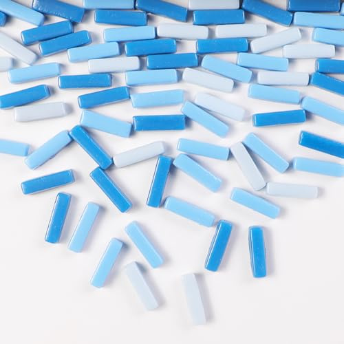 1 LB 5x20mm Tiras de vidrio Mosaico Azulejos para la decoración del hogar, mini azulejo de vidrio reciclado para bricolaje, manualidades, arte y pasatiempos de bricolaje para niños (RS201)