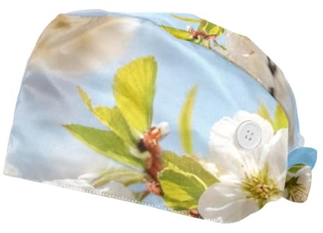 FQURFHY 2 Stücke，OP-Hauben für Frauen，Herren OP-Haube，Pflege-Haarnetz,Für Zuhause,AST Blumen Baum