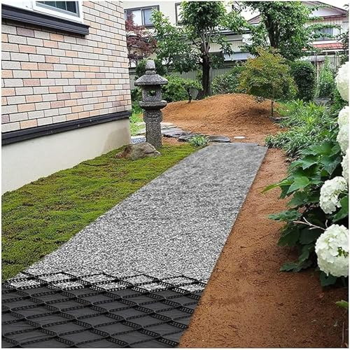 Grille Sol en Gravier De 5 cm Hauteur Grilles D'AlléE Grille Base pour Abri Jardin, Grille D'AlléE Robuste pour Gravier/Roches Pois, Grille Stabilisatrice Gravier Noire(2x2m(6.6x6.5ft))