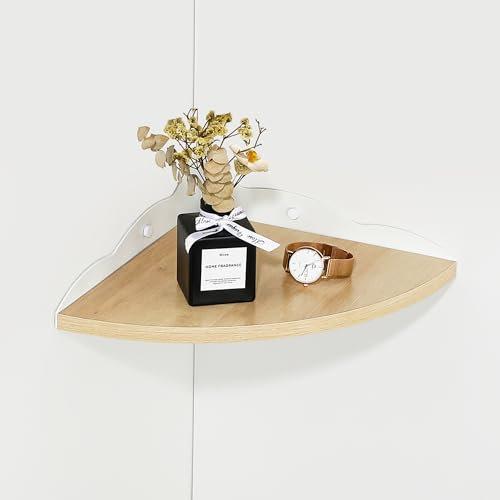 SAYAYO Eckregal Hängend Wandregal Holz Corner Shelf Schweberegal Eckregal Küche Holzregal für Bad, Wohnzimmer, Küche