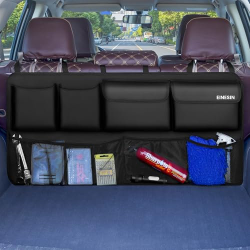 Einesin Organizer per bagagliaio auto, custodia per bagagliaio auto, con struttura a bacchetta magica elastica per SUV