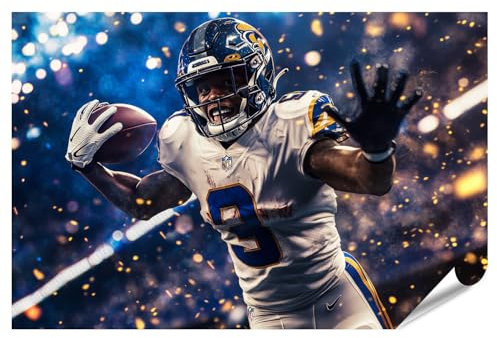 islandburner XXL Bild Poster American Football Spieler im Action Lichterregen Premium Bilder Fotodruck