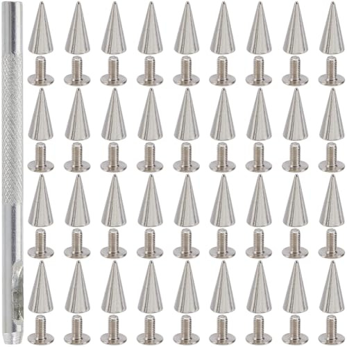GORGECRAFT 100 Set 12mm Silberne Punk Ledernieten Metallische Kegelförmige Spike Nieten Spike Nieten Zum Anschrauben Lederhandwerk Legierungsnieten Zum Anschrauben Kleine Kegelnieten Für Lederbekleidu