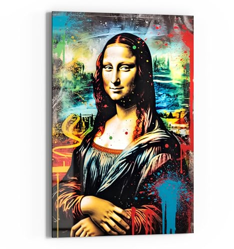 DEQOART Glasbild Echtglas | Motiv Moderne Mona Facetten | vertikal einteilig 60x90 cm | schöne Dekoration | Wandbild für Wohnzimmer, Schlafzimmer, Flur & Küche | moderne Wanddeko