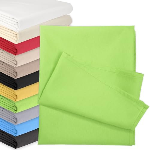 Bettlaken OHNE Gummizug 160 x 200 cm Grün (85% Baumwolle 15% Poly) Betttuch Glatte Betttücher Baumwolle Laken Haustuch Leintuch