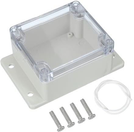 PATIKIL 115x90x68mm Junction Box, Electrical Enclosure Box ABS Plastic Waterproof Outlet Plug Cover Cord Protector with Mounting Plate for Outdoor Indoor, White/Transparent