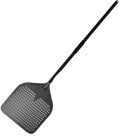 Pelle à pizza 15 16 pouces, grande pelle à pizza perforée, manche en métal pour four, pelle tournante, outils de cuisine, accessoires de cuisson antiadhésifs pour la cuisson de pizzas maison (16 pou