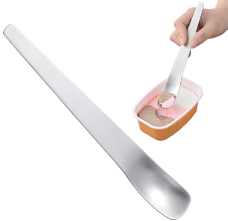 Cucchiai per gelato con manico lungo, in acciaio inossidabile, cucchiaio in metallo per gelato, dessert, torta e frutta (argento)