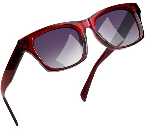 Joopin Polarisierte Sonnenbrille Damen Groß Rechteckig TR90 Trendy Brille | Acetat Bügel, Eckige Cat-Eye-Form, Dicker Rahmen, UV400, 80er, Party Brille, Fahren, Cosplay, Einkaufen, Reisen, Outdoor