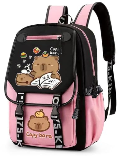 FCXVXCL Capybara Sac à Dos Garçon et Fille,Cartoon Sac à Dos Enfant,Loisir Étudiant Cartable Léger Sac Ecole Primaire Sacs D'école Outdoor Voyage École Scolaire Enfant pour Ado A