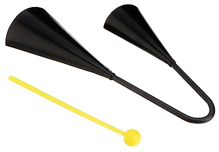 FRCOLOR Robuste Schwarze Kuhglocke aus Eisen mit Holzhammer Lautes Musikinstrument für Outdoor und Musikunterricht Vielseitig Einsetzbar