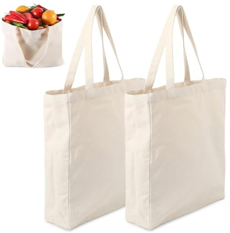 Xyvor 2 Pezzi Shopper Cotone 35x40x10 cm, Borsa in Iuta per Canva