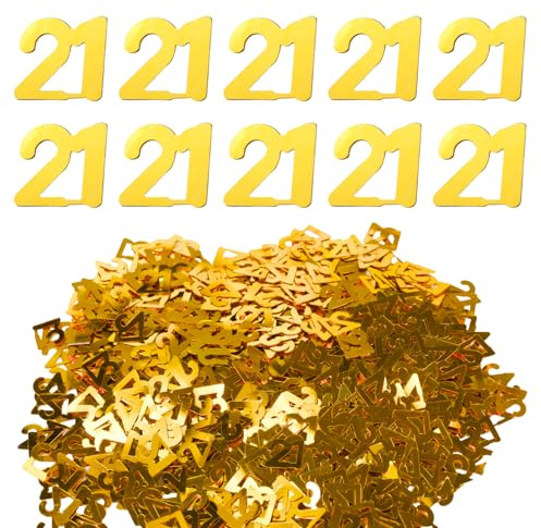 ​​Flewdart 1000pcs tischdeko 21,Konfetti 21 geburtstag goldenes 40g, geburtstag gold junge mädchen, für tisch deko streudekoHochzeit Geburtstag Happy Birthday(goldenes, 21 40g)