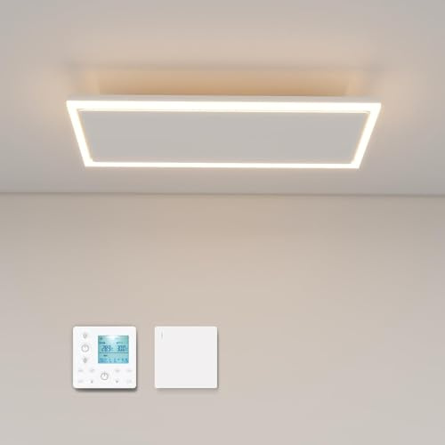 byecold Infrared Panel Heater Built-in Thermostat, Ceiling Infrared Heater with LED Light, Remote Control with Timer, Energy Efficient Far Infrared Heater Indoor - 1150W