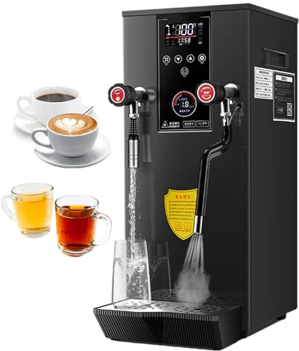 lilishangmao Espumador De Leche Y Hervidor De Agua Automático Profesional De 12 L, Pantalla De Temperatura Precisa Y Manómetro De Vapor, Ideal para Preparar Café O Té con Leche con Burbujas Black