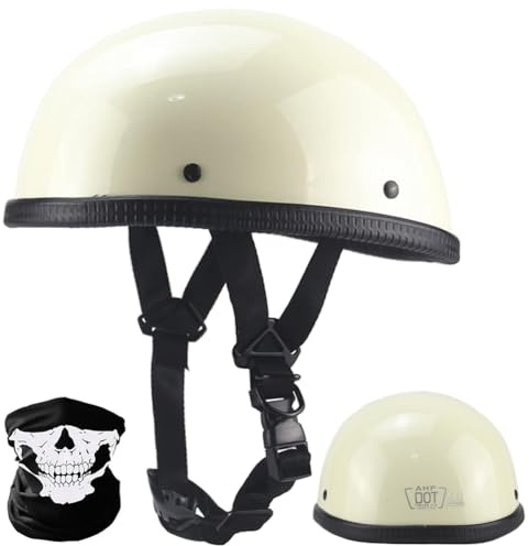 Retrò Casco Scodella Portatile Mezzi Caschi Jet, Mezzo Elmetto Moto Retrò Vintage Caschi Cromwell Caschi Casco A Scodella Scooter Motorino ECE Omologato Mezzo Casco Da Motociclista,D,S 55~56CM