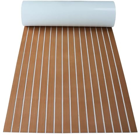 DSFIHJO Pavimentazione per Barche Self-Adhesive Foam Teak Decking Eva Marine Flooring Faux Boat Floor Mat for 450x2400x6mm Adesivo(Brown White)