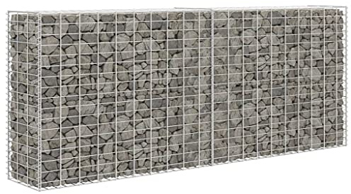 Gabion en acier galvanisé 85 x 30 x 200 cm, grillage métallique robuste, pour jardin, brise-vue, mur de soutènement, panneau de clôture durable, argenté