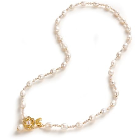 Amber Lollipop Modern Freshwater Baroque Pearl Necklaces Gifts for Women | Sized 14-28, Semi-Fine Jewellery Gifts, Hypoallergenic, 14K Gold-Plated, Branded Gift Box, Great for Layering
