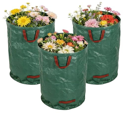 para Residuos de Jardín - 3 unidades recogedor de residuos | Sacos para Residuos Vegetales con Asas Reforzadas | Para Jardinería, Camping, Limpieza de Patio y Exteriores