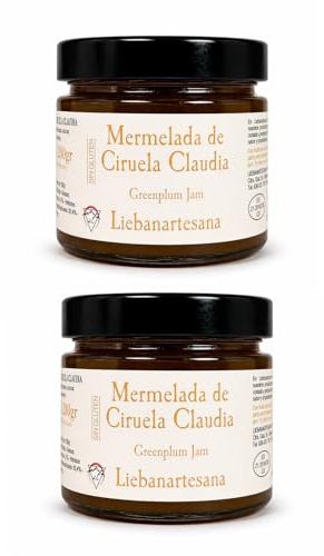 LIEBANARTESANA Mermelada Artesanal de Ciruela Claudia, Pack 2 x 280 g | Elaboración Natural, Producto de Cantabria, Gourmet