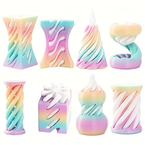 PORUPAEL 8 Pack Spiral Cone Fidget Toy, 3D Printed Sensory Toys, 3d printed fidget toy, 3d fidget toy, Impossible Spiral Stress Relief Toys, Mini Desk Decoration Gifts for Kids and Adults