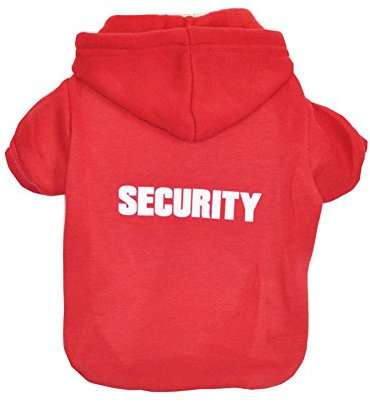 ZoonPark® Hundebekleidung, Kapuzenpullover für kleine, mittelgroße und große Hunde, aus weichem Fleece, Aufschrift: Security, wärmt im Winter