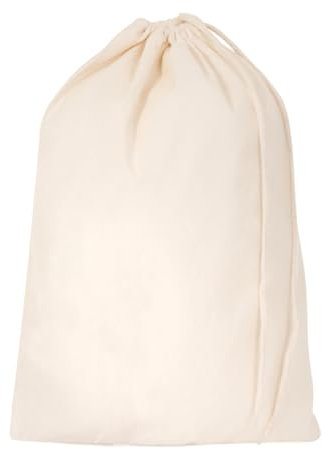 Bronta Mill Plain Natural 100% Cotton Drawstring Stuff Bags | Eco Friendly Storage Pouch | Beige - L - 50cm x 40cm