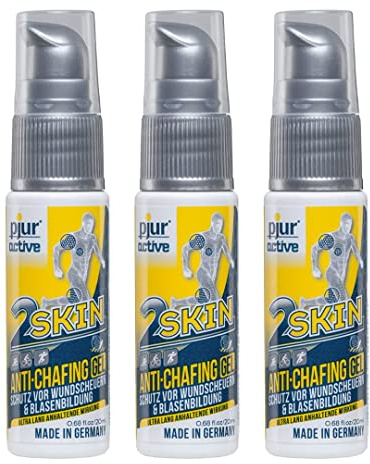 pjuractive 2SKIN - Anti-Chafing-Gel - Bli kvitt plåster för blåsor & skavsår för gott - osynligt & vattenfast hudskydd - 20ml (Paket med 3)