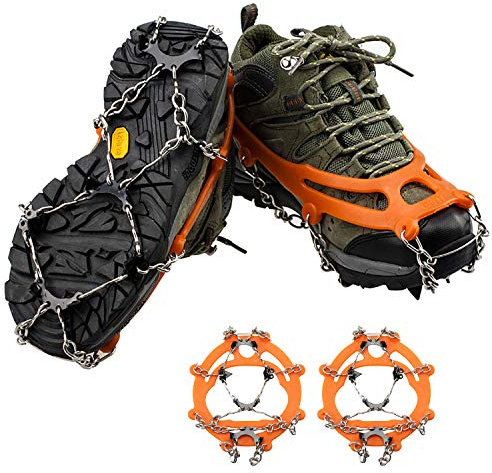 QH-Shop Crampons Véritables Pointes en Acier Inoxydable et Silicone Durable Anti-Slip Crampons de Glace Crampons de Neige pour la Marche Randonnée Alpinisme en Hiver