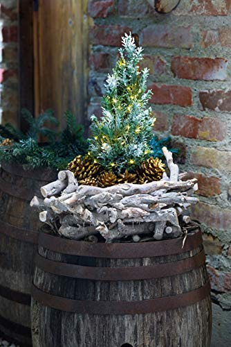 Dekoleidenschaft Pflanzer Rustikal aus Holz, weiß gekalkt, Naturdeko Blumenkübel, Pflanzkorb, Pflanzschale Ø 40 cm, Blumentopf, Pflanztopf, ausgefallenes Pflanzgefäß, Garten-Deko für Draußen