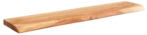 Wohnling Wandregal mit Baumkante Akazie Massivholz 115 cm, Design Schweberegal Wandboard Massiv, Regal Holz Natur, Landhausstil Hängeregal