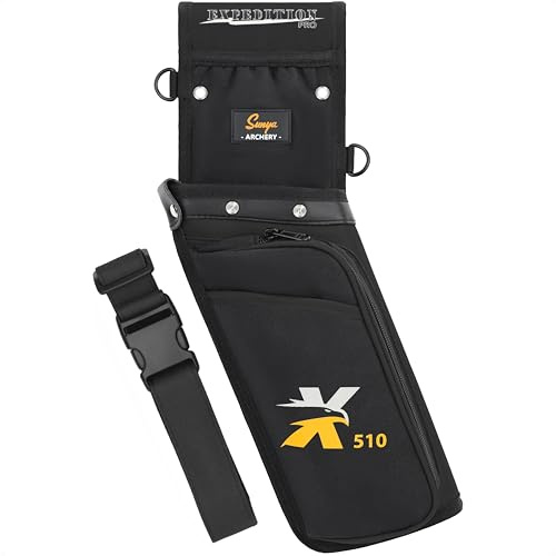 Sunya X510 Feld- & Wettkampf-Hüftköcher | Geräuschloser 3-Fach-Bogensportköcher mit robustem Aufbewahrungssystem (42x18cm Schwarz) Bogenschießen köcher für Pfeile.