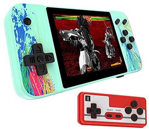 MasYosh Handheld Spielkonsole mit Gamepad, 800 Klassische Spiele, 3,5 Zoll Farbbildschirm Unterstützung zum Anschließen von Fernseher und 2 Spielern, Weihnachts und Geburtstagsgeschenke für Kinder