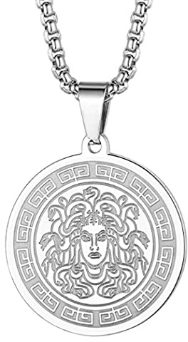 LUTAKU Herrenschmuck Gorgon Medusa Goldhalskette für Männer Jungen Unisex antike griechische Mythologie Anhänger heidnischer Charme Hip Hop Ketten für Männer