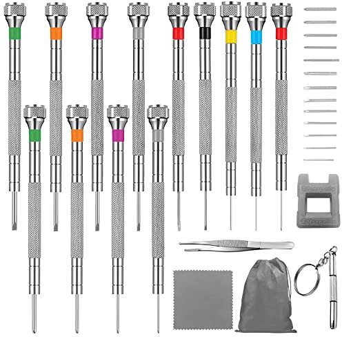 31 Stück Uhrenwerkzeug Schraubenzieher Set Kleine Präzisions Uhrmacher Schraubendreher Kit Mit Pinzette Tüchern Und Organizer Uhrmacherwerkzeug Für Uhren Brillen Juwelier Mini Werkzeuge Reparatur