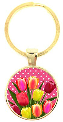 Porte-clés Verre - Tulipes, golden/e