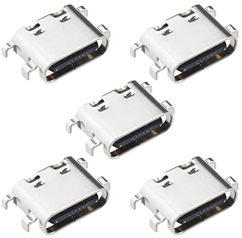 5 st laddningsportuttag ersättning kompatibel med Asus ACTAB1021 Typ-C USB-laddningsport metall laptoptillbehör silver