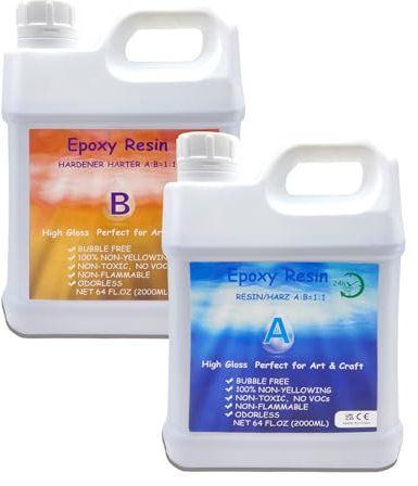 CHTAWJ 4KG/141oz Hochglanz Epoxidharz Set, klares selbstnivellierendes blasenfreies Epoxy Resin, 1:1 Mischung epoxidharz mit härter für Holz, Restauration, Wandfliesen,Kunst, Handwerk