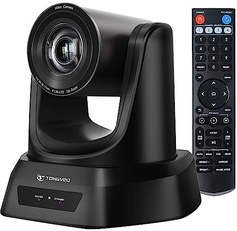 TONGVEO PTZ Kamera 10x Optischer Zoom HDMI/USB 1080P 60fps Konferenzkamera für OBS vMix YouTube Live Streaming YouTube Zoom Videokonferenz