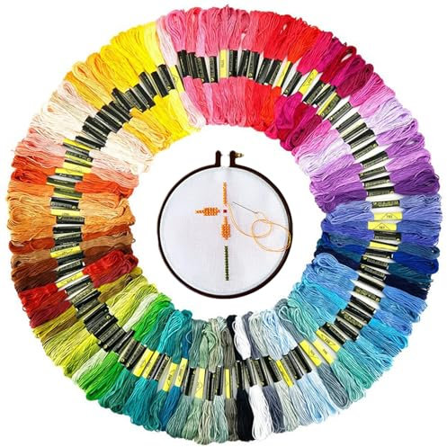 100 Farben stickgarn, garn, stickgarn set, armbänder knüpfen, bänder für armbänder, freundschaftsbänder, knüpfgarn, perlgarn, sticke set erwachsene, für flechten, basteln, häkeln