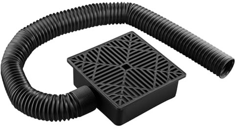 CAMWAY Downspout Extension Drain Kit, Gutter Downspout Extensions Set with 14 to 55 inch Flexible Hose Extension Pipe, Low Profile Catch Basin Drainage Rain Spout Extender for Cement Floor Lawn,No Dig