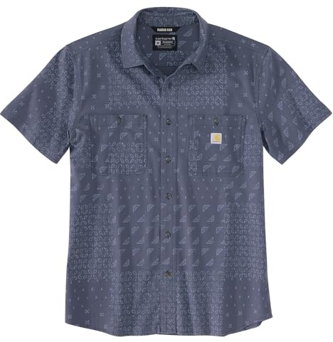 Carhartt Herren 106403 Rugged Flex Relaxed Fit Leichte Kurzarm, Bluestone Bandana Print, Large Hoch