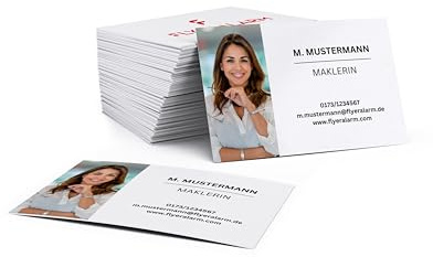 Visitenkarten erstellen mit Foto, Text und Logo - Visitenkarte selbst gestalten - 1.000 Stück, Weiß mit Bild - 300g Bilderdruck matt - Business Cards Online gestalten