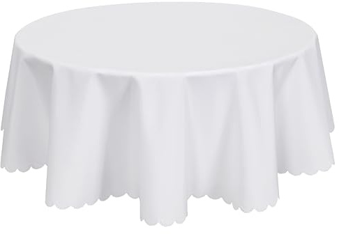 Home Direct Qualitäts Tischdecke Tischtuch Textil Rund 140 x 55 cm, Tischwäsche, Weiß