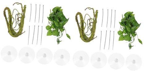 YARNOW 2sätze Künstliche Reptilienranken Für Terrarien Flexibles Rattan Mit Saugfüßen Und Bindebändern Für Eidechsen Geckos Und Chamäleons Dekorative Kletterhilfe Für