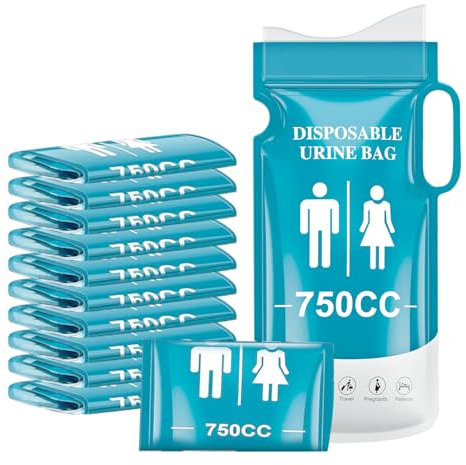 YSWOVUO 12 Stück Urinbeutel für Unterwegs Tasche, 750ml Pinkelbeutel für Unterwegs für Männer Frauen Kinder, Einweg Urinbeutel für Unterwegs, Camping, Reisen, Auto Stau, Outdoor