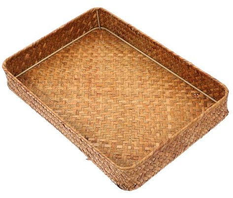 Cabilock Bandeja Tejida Rectangular Para Frutas y Almacenamiento Cesta Para Servir Alimentos Decorativa